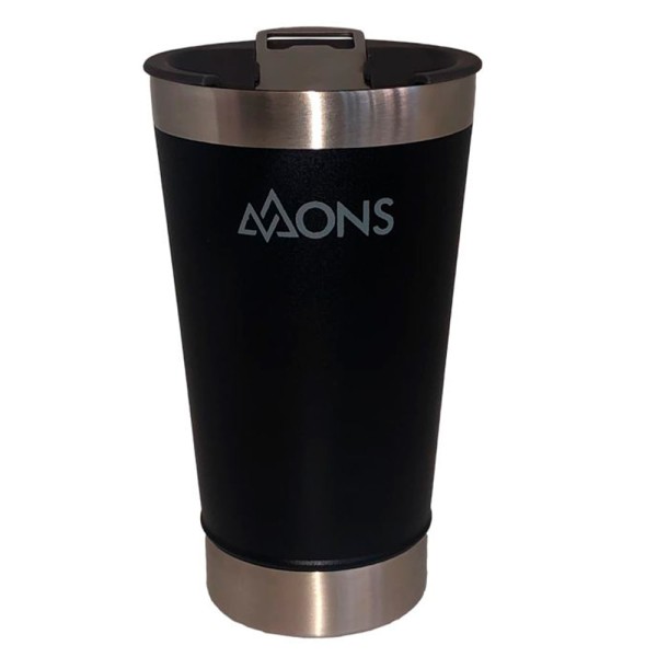 Encontraproduto.com.br - Copo Térmico Mons Em Aço Inox - 473ml - Com Tampa - Preto Fosco