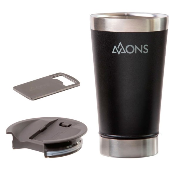 Encontraproduto.com.br - Copo Térmico Mons Em Aço Inox - 473ml - Com Tampa - Preto Fosco
