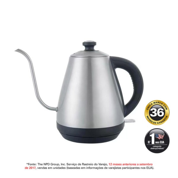 Encontraproduto.com.br - Chaleira Elétrica com Bico de Ganso em Aço Inox 110V 1 Litro Hamilton Beach