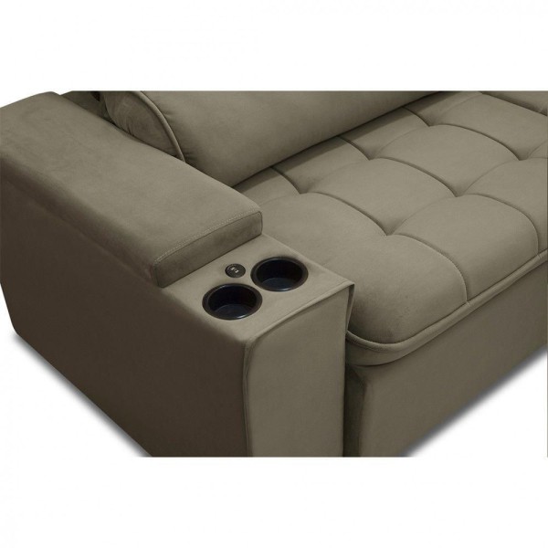 Encontraproduto.com.br - Sofá Ferguile Genebra 3 Lugares Com Porta Copo E Usb Castor