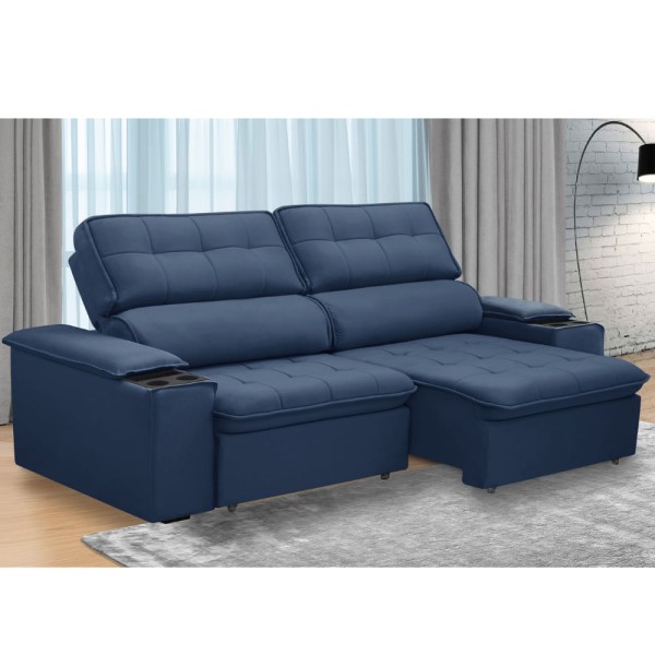 Encontraproduto.com.br - Sofá 3 Lugares Retrátil Reclinável 230cm Veludo Belfort Ferguile
