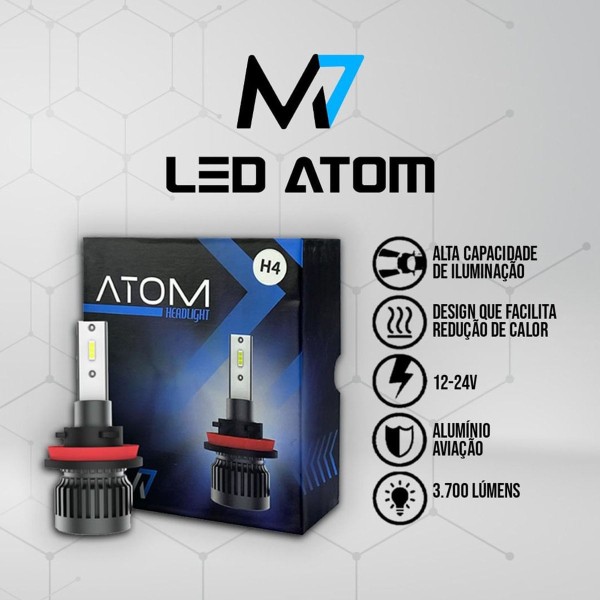 Encontraproduto.com.br - Kit Lâmpada Led M7 ATOM H1 3700Lm 6000K Bivolt JR8 Imports