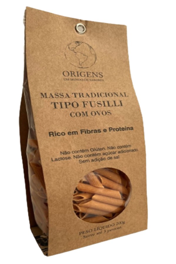 Massa Penne ORIGENS Tradicional Com Ovos Sem Glúten/Lactose/Açúcar e Sal 200g