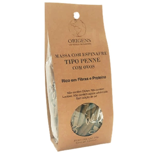 Encontraproduto.com.br - Massa Penne ORIGENS Com Espinafre e Ovos Sem Glúten/Lactose/Açúcar e Sal 200g