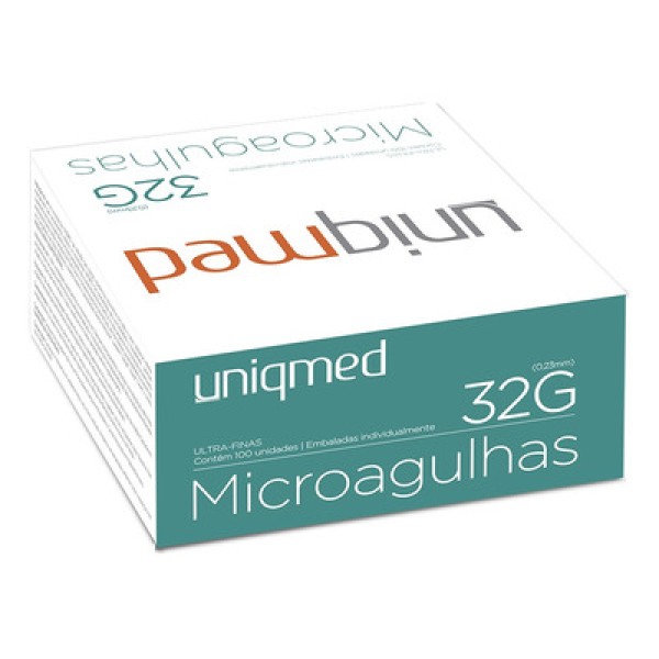 Microagulhas Ultrafinas para Procedimentos Estéticos 32G (4x0,23mm) - 100un - Uniqmed