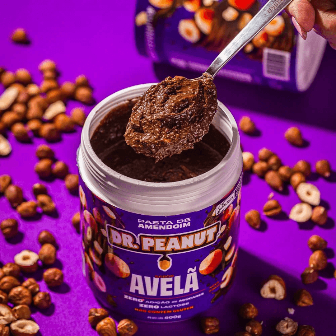 Pasta Amendoim Dr.Peanut Whey  Protein Z. Açucar Avelã 600g