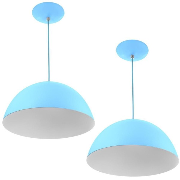 Encontraproduto.com.br - Kit 2 Pendente Meia Bola 30 Azul Bebe Cozinha Churrasqueira