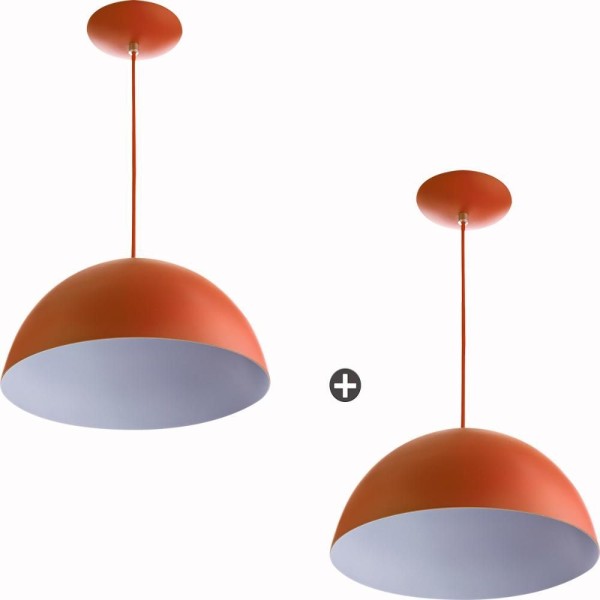Encontraproduto.com.br - Kit 2 Pendente Meia Bola 40 Cobre Cozinha Churrasqueira