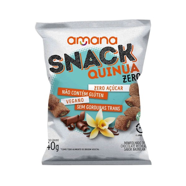 Snack Quinua Zero Recheado Sabor Baunilha Amana 40g
