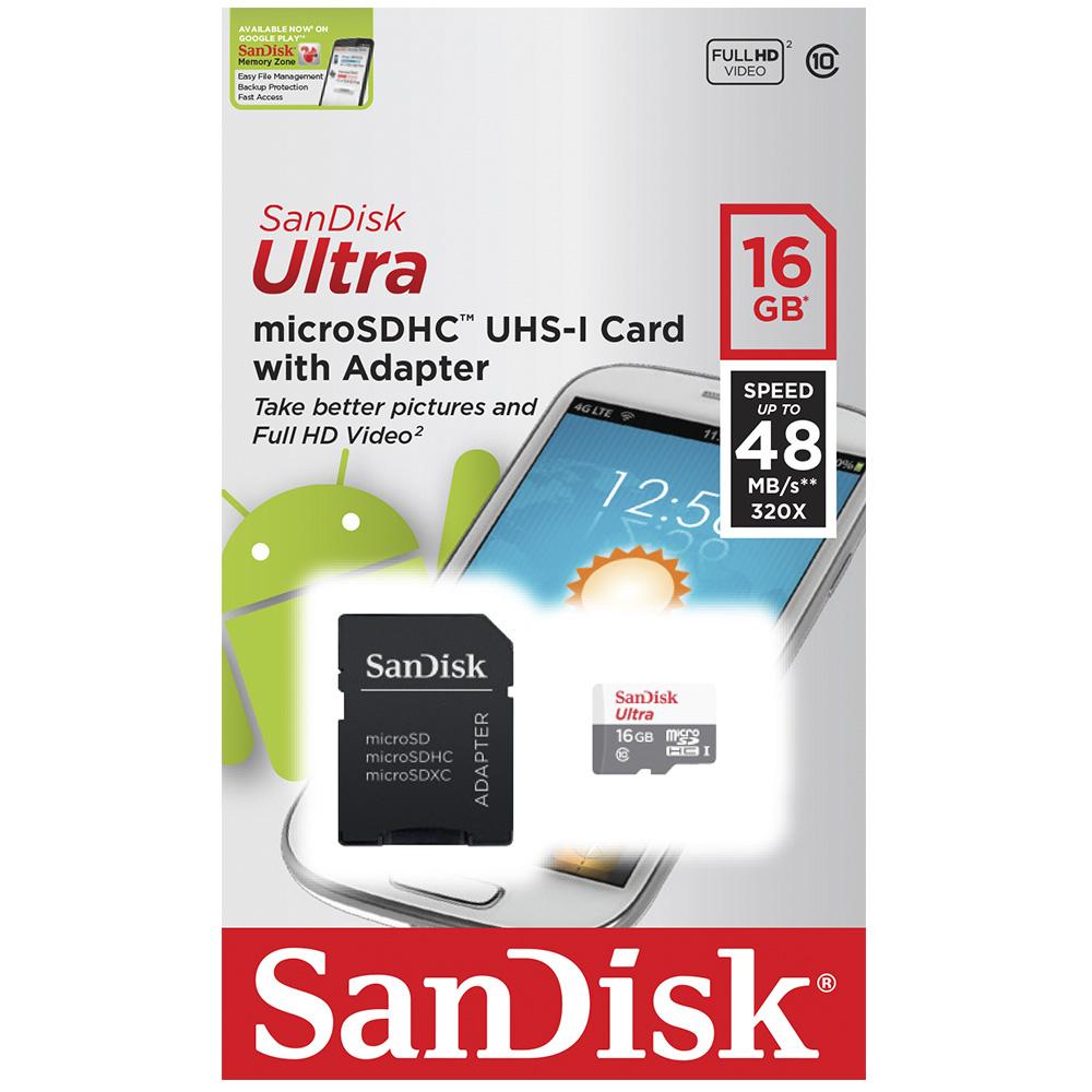 Cartão de Memória SanDisk Ultra 16GB Micro SD Classe 10