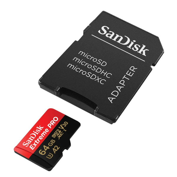 Encontraproduto.com.br - Cartão MicroSDXC 64Gb SanDisk Extreme Pro 200Mb/s UHS-I / V30 / U3 / A2 com Adaptador SD