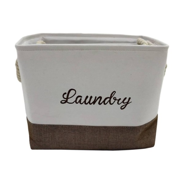 Encontraproduto.com.br - Cesto Organizador NDI Branco e Cinza 36x25x28cm