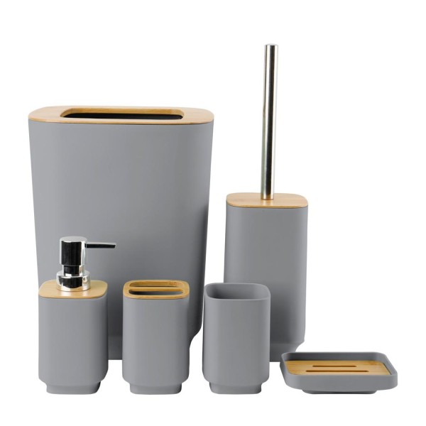 Encontraproduto.com.br - Kit Banheiro 6 Peças NDI Cinza