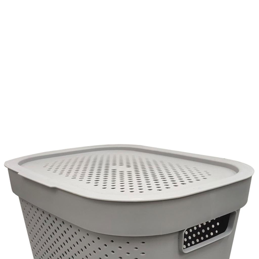 Encontraproduto.com.br - Cesto Lavanderia com Tampa NDI Cores Sortidas 60L