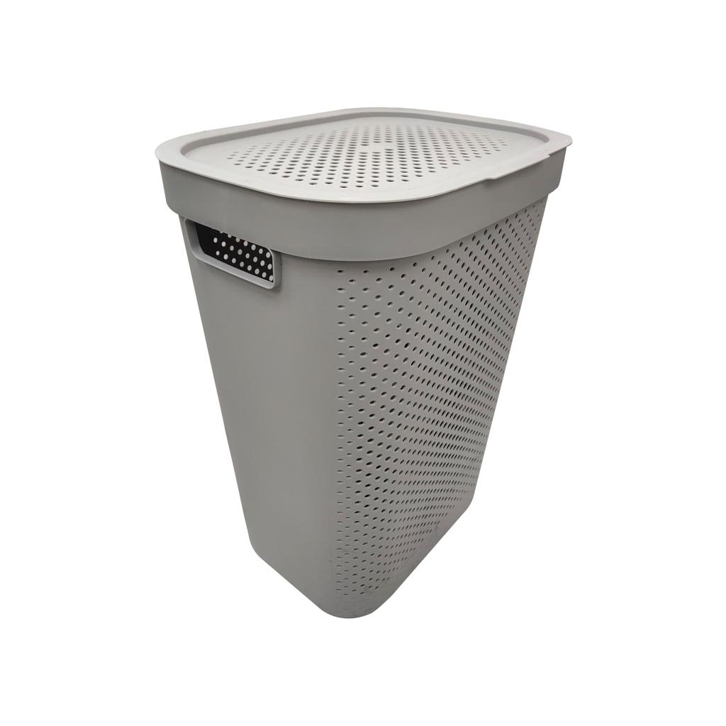 Encontraproduto.com.br - Cesto Lavanderia com Tampa NDI Cores Sortidas 60L
