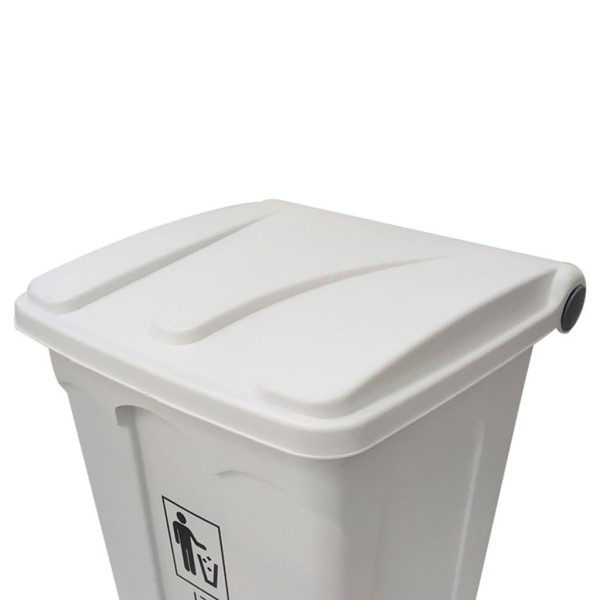 Encontraproduto.com.br - Lixeira com Tampa NDI Quadrada Branca 45L