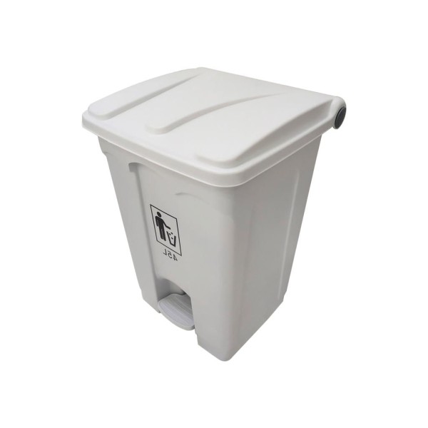 Encontraproduto.com.br - Lixeira com Tampa NDI Quadrada Branca 45L