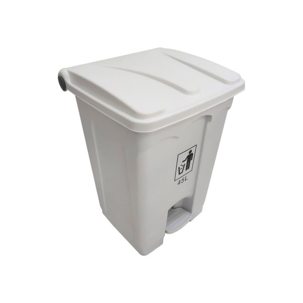 Encontraproduto.com.br - Lixeira com Tampa NDI Quadrada Branca 45L