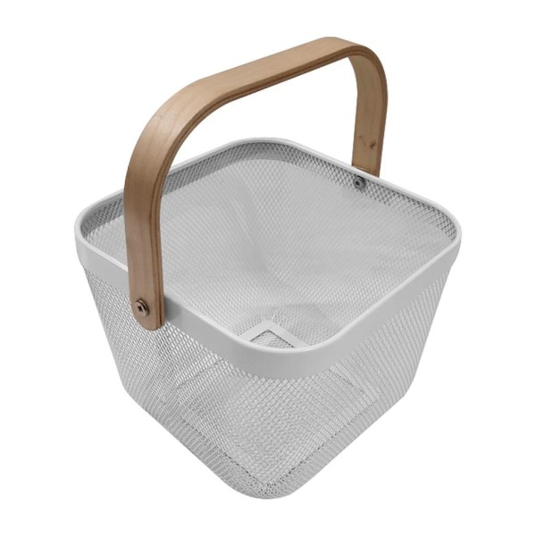 Encontraproduto.com.br - Cesto Organizador Metal Quadrado 18x18x24cm Branco ST72916 Ndi
