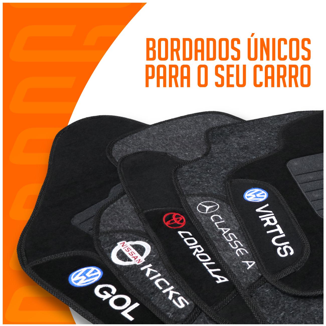 Encontraproduto.com.br - Jogo de Tapetes Carpete Jetta 2006 a 2010 Preto Grafite Com Logo Bordada Concept 3D 5 Peças