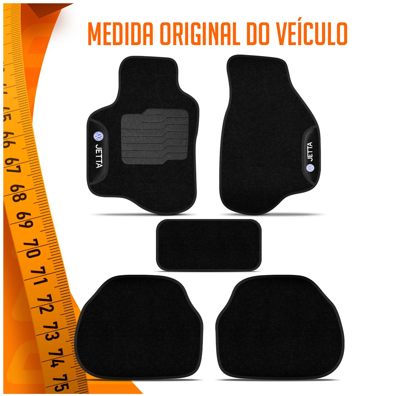 Encontraproduto.com.br - Jogo de Tapetes Carpete Jetta 2006 a 2010 Preto Grafite Com Logo Bordada Concept 3D 5 Peças