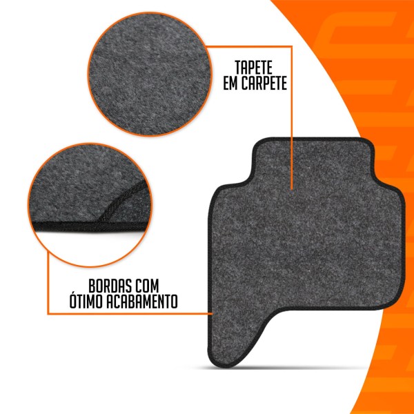Encontraproduto.com.br - Jogo de Tapete Carpete Ranger Cabine Dupla 2014 a 2023 Com Logo Bordado Concept 3D 5 Peças
