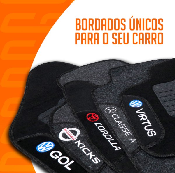 Encontraproduto.com.br - Tapete Porta Malas Liso PVC T-Cross 2019 a 2024 Preto Com Emblema e Grafia Bordado