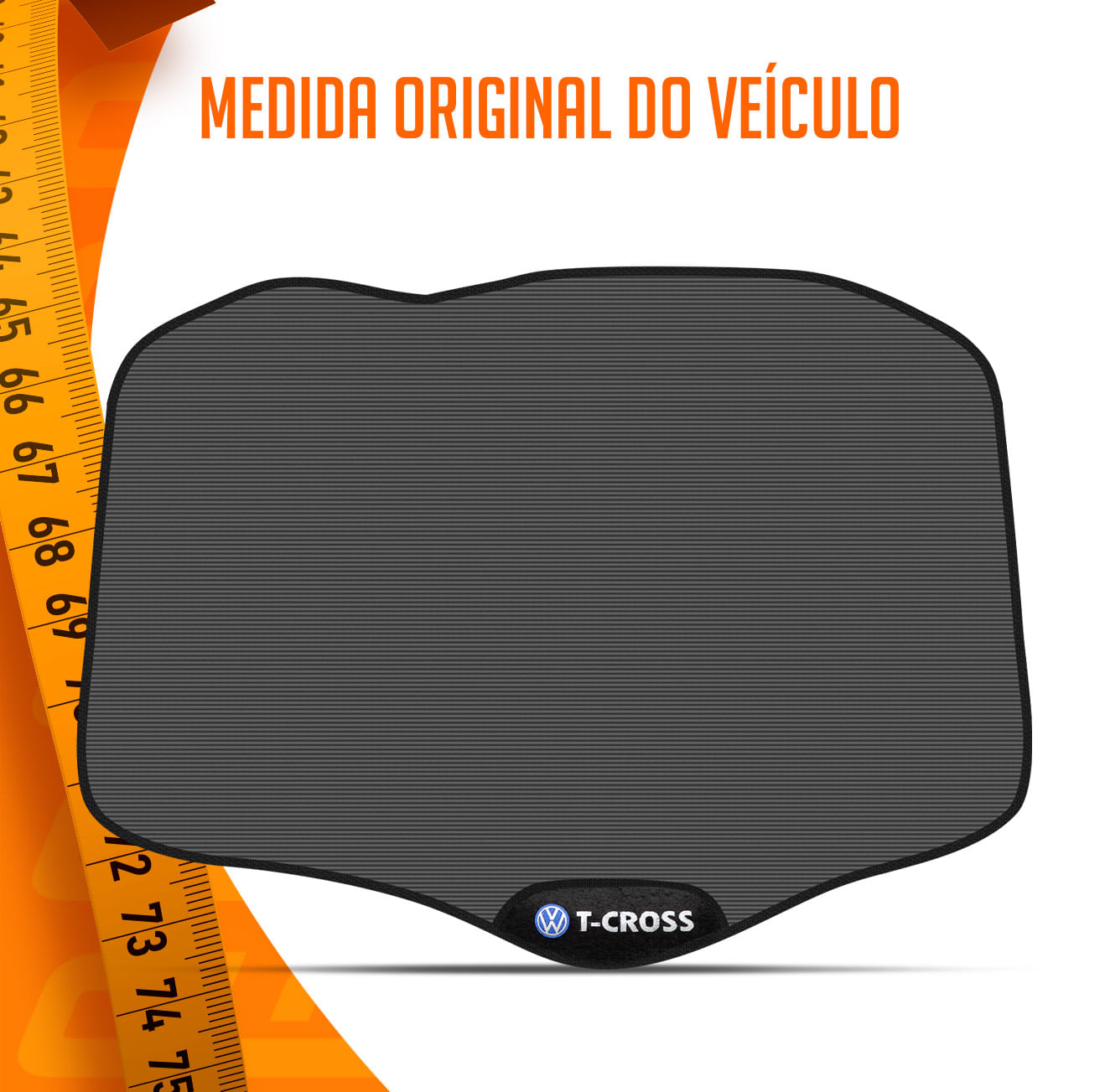 Encontraproduto.com.br - Tapete Porta Malas Liso PVC T-Cross 2019 a 2024 Preto Com Emblema e Grafia Bordado