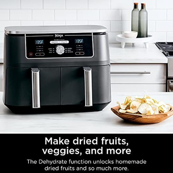 Encontraproduto.com.br - Ninja DZ401 Foodi Air Fryer 6 em 1 Dualzone Xl 10 Quart Cinza