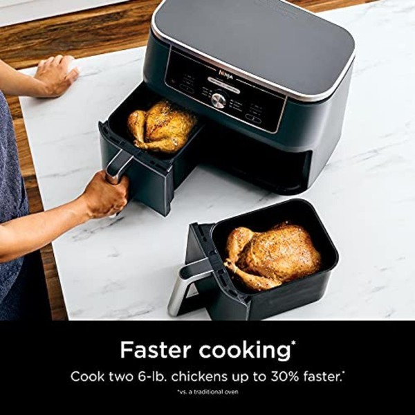 Encontraproduto.com.br - Ninja DZ401 Foodi Air Fryer 6 em 1 Dualzone Xl 10 Quart Cinza
