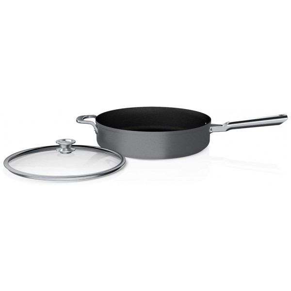 Encontraproduto.com.br - Frigideira para Refogadas Antiaderente 5 Litros com Tampa de Vidro, Ninja C50150, Cinza