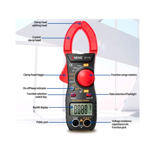 Encontraproduto.com.br - Alicate Amperímetro Digital Aneng ST170 - AC2846