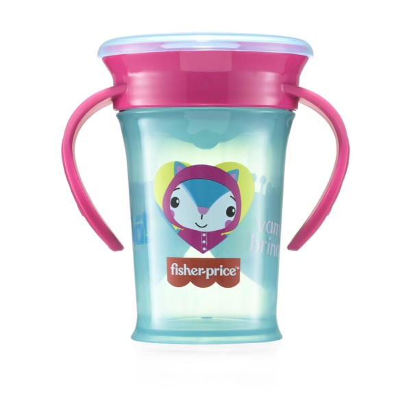 Encontraproduto.com.br - Copo de Treinamento 360 First Moments Rosa Candy 210 ml 6+M Fisher Price - BB1021X [Reembalado]