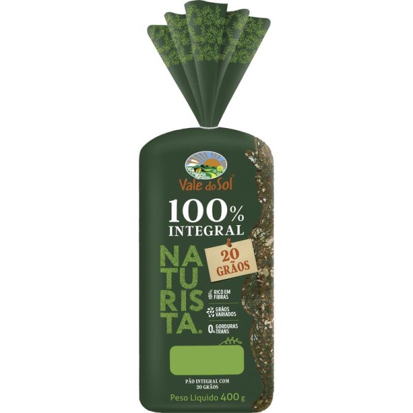 Encontraproduto.com.br - Pão Integral Naturista Vale do Sol 20 Grãos Pacote com 400g