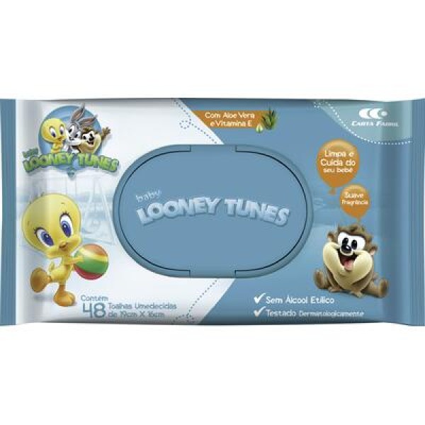 Encontraproduto.com.br - Toalha Umedecida Looney Tunes Pacote com 48 unidades