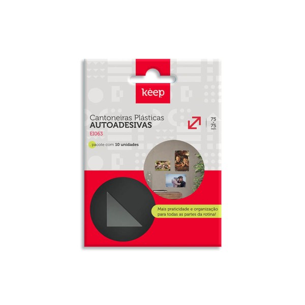 Encontraproduto.com.br - Cantoneiras Plásticas Autoadesivas 75x75mm 10 Uni. Keep - EI063OUT [Reembalado]