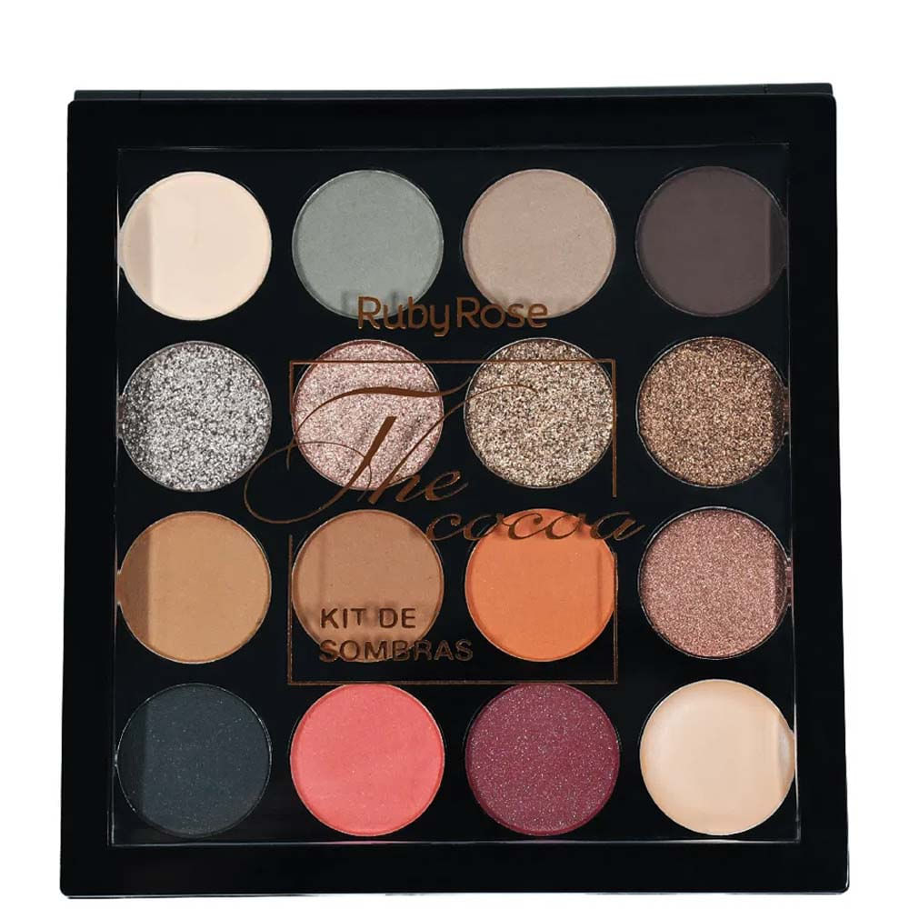 Paleta de Sombras Ruby Rose Cocoa 15 Cores e Primer