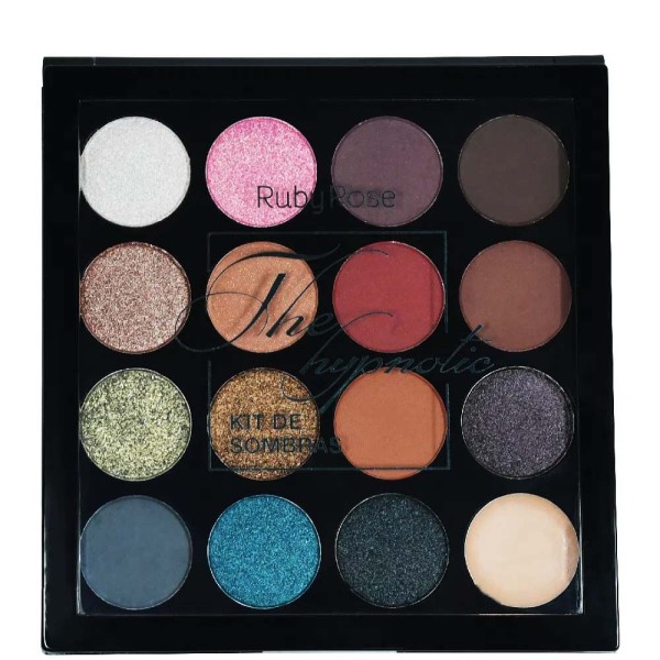 Encontraproduto.com.br - Paleta de Sombras Ruby Rose Hypnotic 15 Cores e Primer