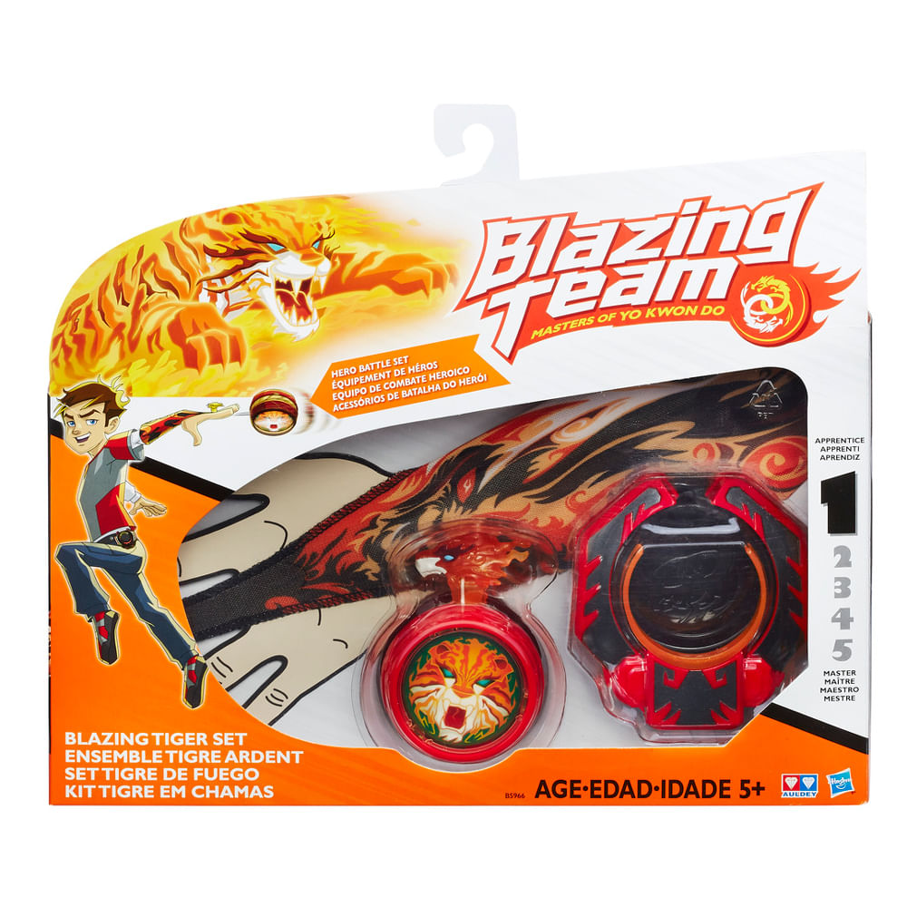 Encontraproduto.com.br - Io-Iô de Batalha com Acessórios - Blazing Team - Masters Of Yo Kwon Do - Tigre em Chamas - Hasbro