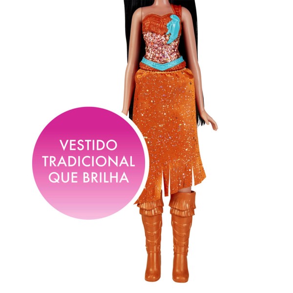 Encontraproduto.com.br - Boneca Princesa Pocahontas Brilho Real Hasbro E4165/4022