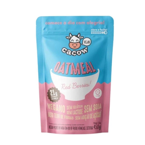 Encontraproduto.com.br - Oatmeal Vegan Mix de Aveia + Proteínas Red Berries 450g Cacow