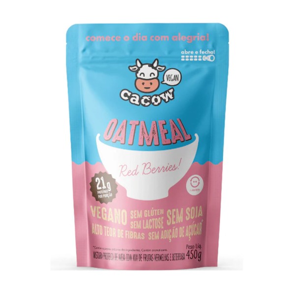 Encontraproduto.com.br - Oatmeal Vegan Mix de Aveia + Proteínas Red Berries 450g Cacow