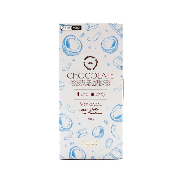 Encontraproduto.com.br - Chocolate ao Leite de Aveia com Coco Caramelizado Quintal 60g