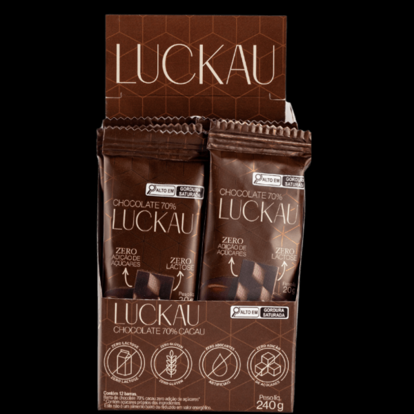 Encontraproduto.com.br - Chocolate Luckau 70% Sem Glúten Sem Açúcar Sem Lactose 20g
