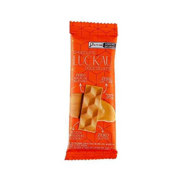 Barra Choco Branco Doce de Leite Luckau 20g