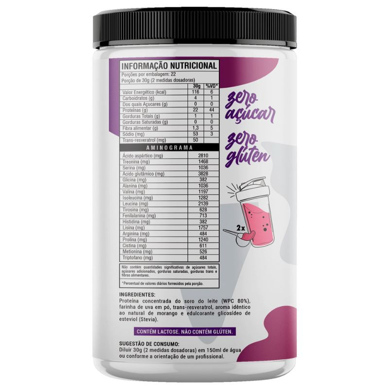 Encontraproduto.com.br - Milk Whey Morango com Uva Fresh Nutrition 660g