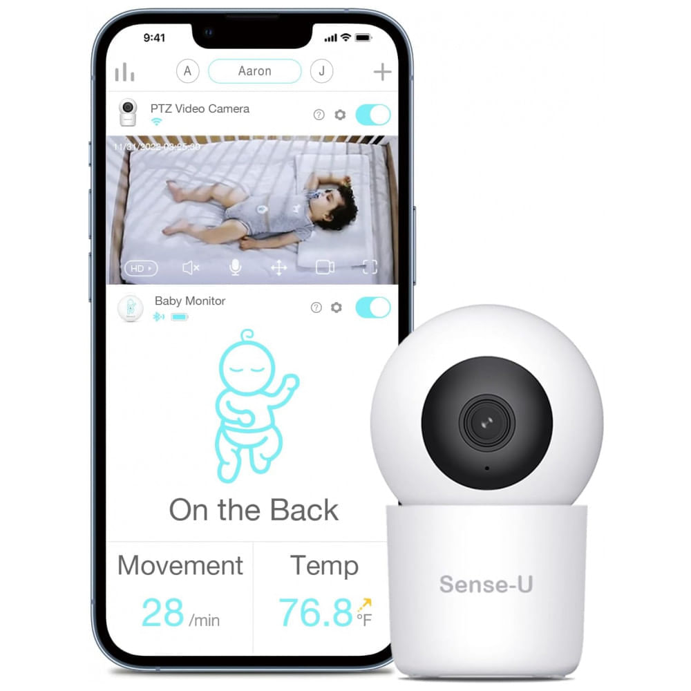 Encontraproduto.com.br - Babá Eletrônica Câmera Remota com Áudio Birecional Visão Noturna e Detecção de Movimento, SENSE U SU WA003, Branco