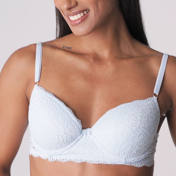 Encontraproduto.com.br - Sutiã Rendado Azul - Uniq