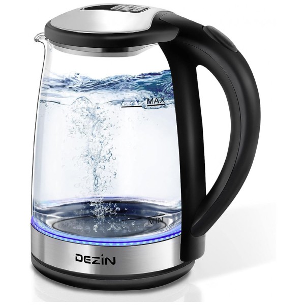 Encontraproduto.com.br - Chaleira Elétrica 1.8L, com Desligamento Automático, 1000W, 110v, DEZIN DZ380, Preto