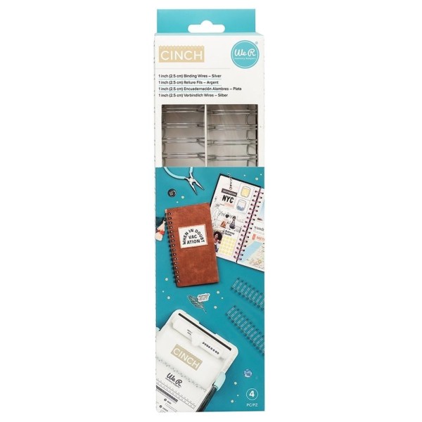 Encontraproduto.com.br - Wire-o Prata 2,5x28cm para Encadernadora The Cinch We R - 4 Unidades